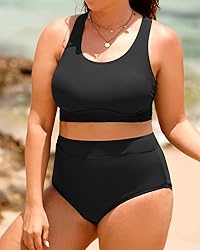 Aqua Eve Plus Size Two Piece High Waisted Bikini