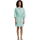 SIORO Women's Waffle Knit Lightweight Robe, Short Kimono Bathrobe with Pockets, Soft 3/4 Sleeve Loungewear for Spa & Summer
