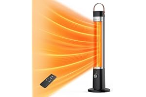 SLKDRFT Outdoor Heater for Patio, 1500W Infrared Electric Heaters Indoor w/Remote, 60° Oscillation, 9H Timer, 9 Heat Level, Tip-Over/Overheating Protection, Safety Lock, for Garage, Porch, Gazebo,Black