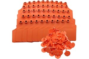 APLAYFULBEE Cattle Ear Tags TPU Blank 100PCS Oversize Big Livestock Cow Ear Tags Identification Cards Animal Earring Marker Tags for Cattle Cows Pigs Hog Goats Sheep Calf Animal (Orange)