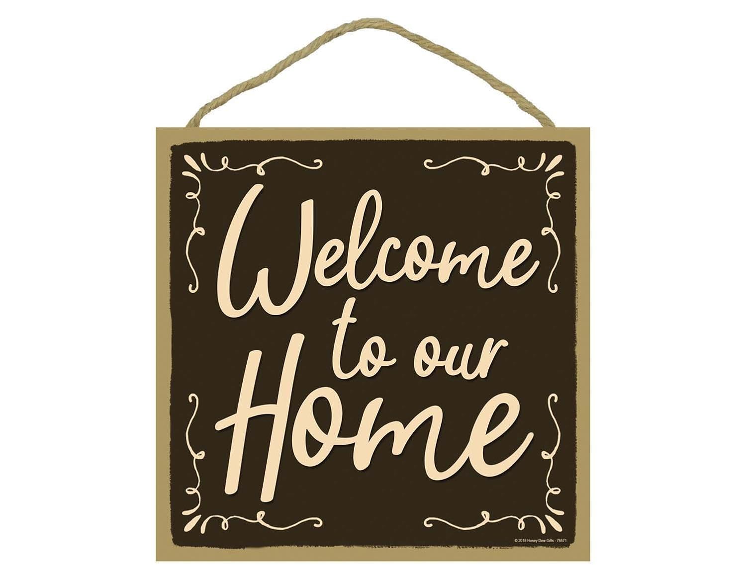 Welcome to Our Home - 10 x 10 inch Hanging Welcome Sign, Wall Art, Decorative Wood Sign, Home Decor