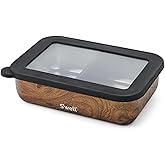 S'well Stainless Steel Bento Box, Teakwood, Fits One Large Entree Or Small Entree And Snack, Includes Removable Divider, Leakproof, Easy to Clean, Dishwasher Safe