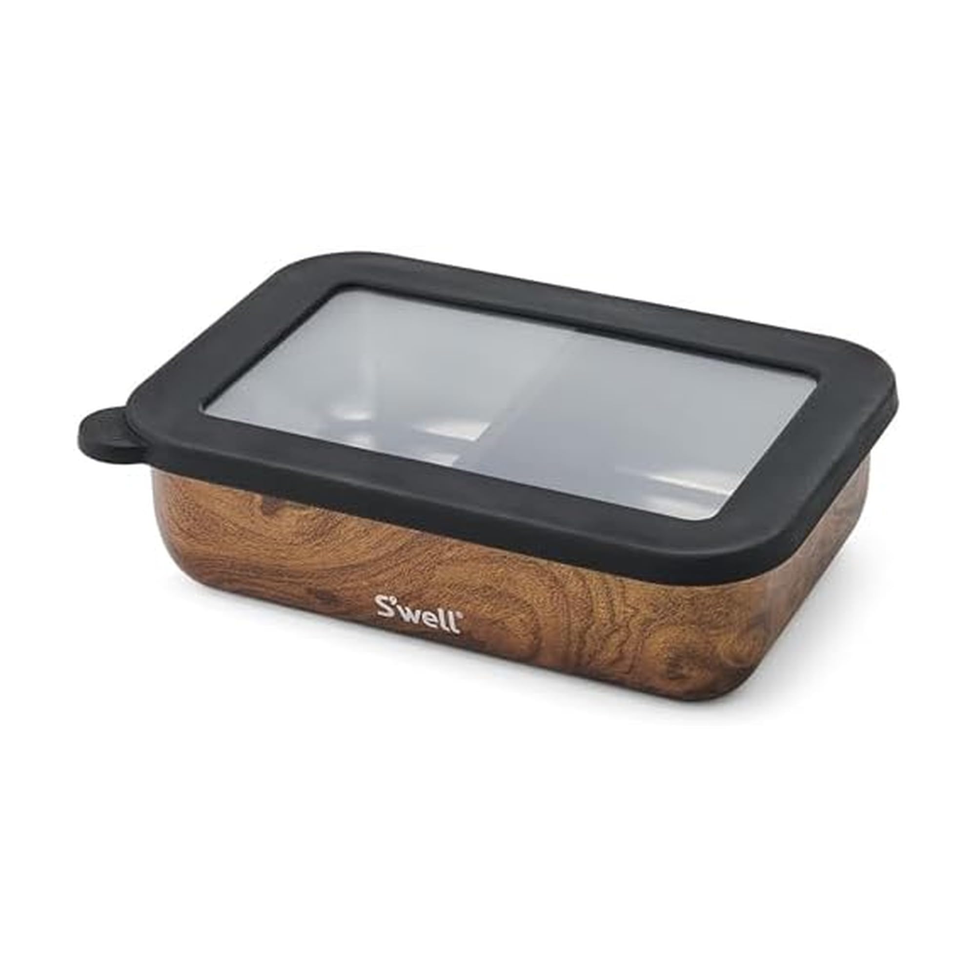 S’well Stainless Steel Bento Box, Teakwood, Fits One Large Entree Or Small Entree And Snack, Includes Removable Divider, Leakproof, Easy to Clean, Dishwasher Safe