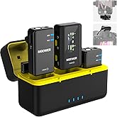 NEEWER CM28 (1 RX + 2 TX + Charging Case), Wireless Lavalier Microphone, Smart Noise Cancelling, 48KHz/16Bit 9 Hrs Uncompressed Recording, 656ft/200m Range, Lav Mic for iPhone, Android, Camera