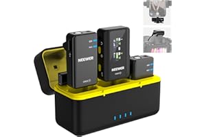 NEEWER CM28 (1 RX + 2 TX + Charging Case), Wireless Lavalier Microphone, Smart Noise Cancelling, 48KHz/16Bit 9 Hrs Uncompress