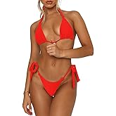 OWICA Women's Bikini Sets Bathing Suits Two Piece Swimsuits Sexy Triangle Halter Bikinis Top