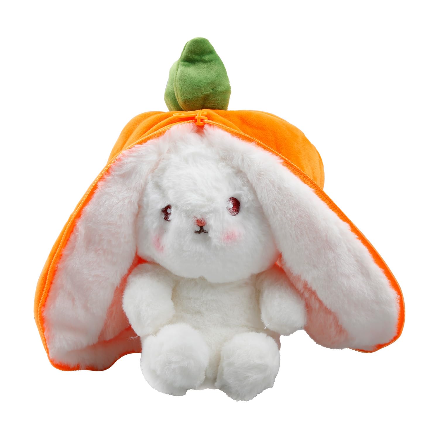 wellrun Reversible Bunny Plush Toy,Soft Carrot Bunny Cushion,Convertible Stuffed Rabbit Pillow,Fluffy Plush Doll for Boys,Girls,Birthday,Easter