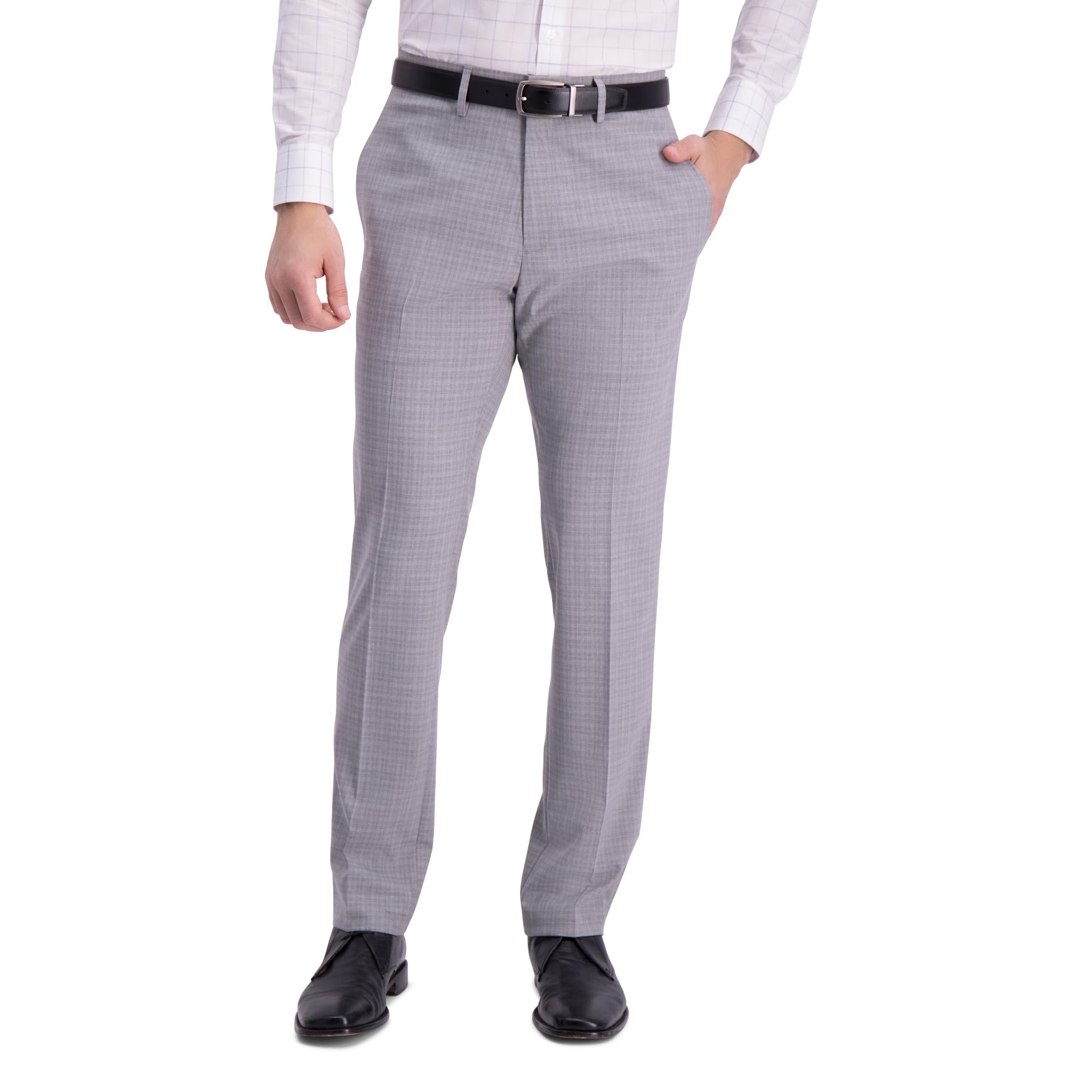 Kenneth Cole Reaction Men’s Premium Flex Slim Fit Plaid Fabric Dress Pant, Grey, 31 x 30