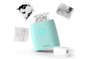 JADENS Sticker Printer, Mini Printer for iPhone, Bluetooth Thermal Sticker Maker Machine, Pocket Inkless Phone Printer for Children's Gift, Study Notes, Learning Assistance, Journal(Green)