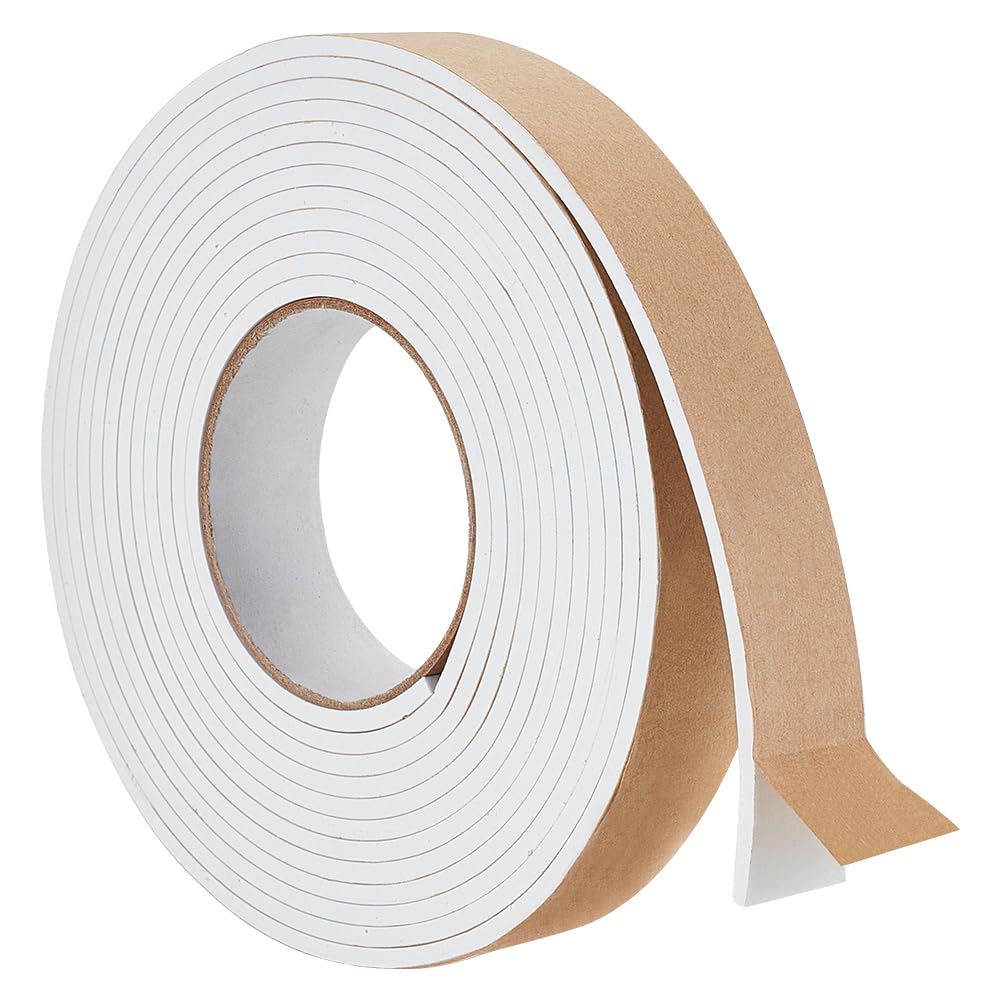 BENECREAT 5m White EVA Foam Strip, 30mm(W) x 4mm(T), Water Resistant Insulation Tape for Window, Door, Car, Air Conditioner