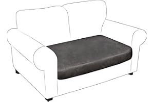 MOLASOFA Leather Like Loveseat Couch Cushion Covers Sofa Seat Slipcovers Sets Couches Furniture Protector for Sectional Loveseat Pets Friendly Kids Stretch Spandex Fabric (1 Cushion Loveseat, Khaki)