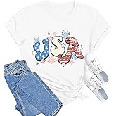 USA T Shirt Women 4th of July Shirts American Flag Vintage Graphic Short Sleeve Patriotic Tops Tees