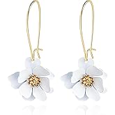 QLYOVWE Handmade Boho Flower Earrings for Women Statement Exaggerated Layered Floral Petal Earrings Lightweight Bohemian Daisy Flower Earrings Tropical Hawaiian jewelry
