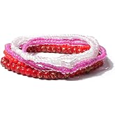 COLORFUL BLING 5-6pcs Handmade Bohemian Stackable Bead Bracelets Set for Women Layered Stretch Bangles Bracelets Boho Multicolor Seed Vaction Wristbands Jewelry