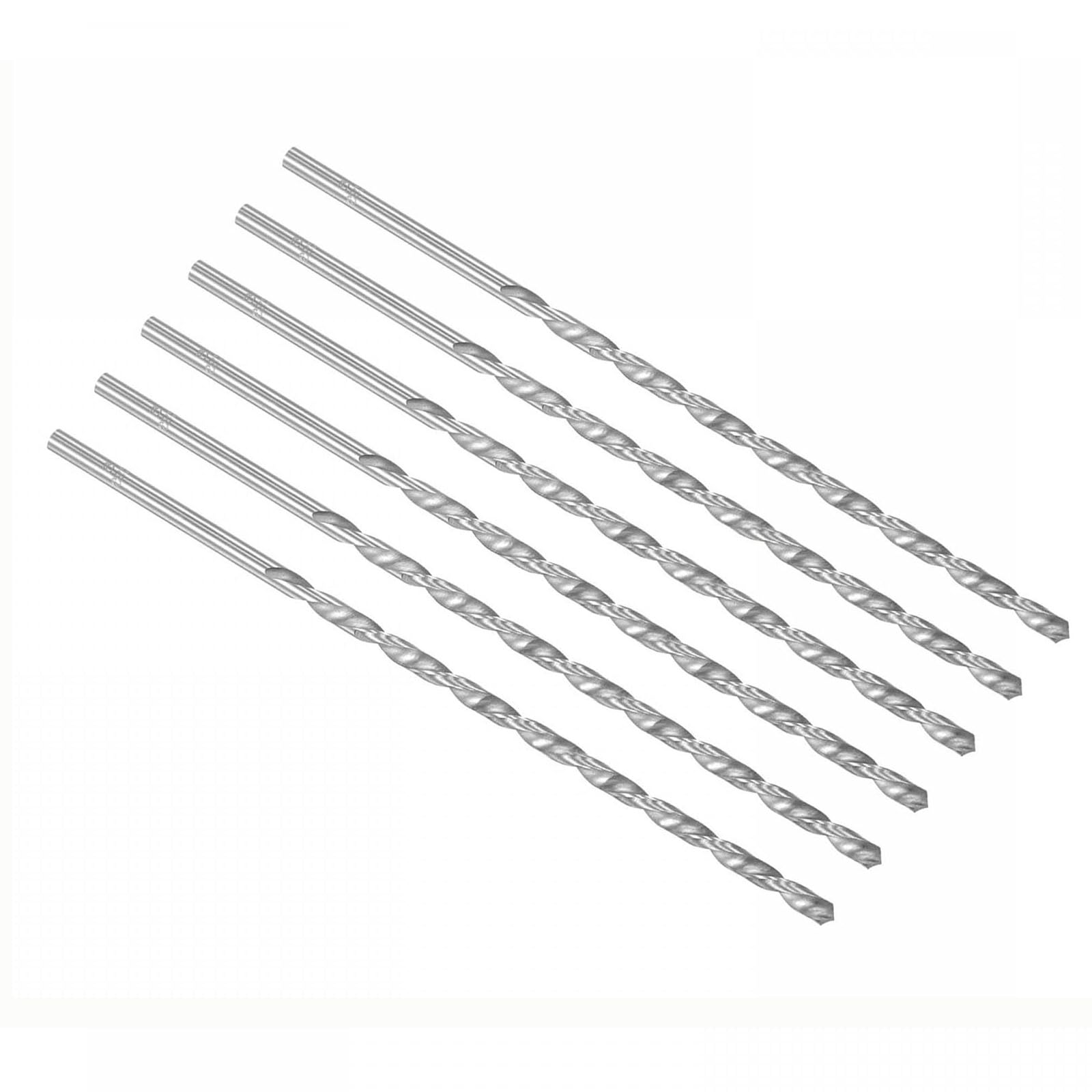 TOP-VIGOR 6Pcs 6mm Dia Extra Long Twist Drill Bits, 200mm Length High Speed Steel Extended Spiral Drill Bit, Straight Shank Twist Drill Bit Tool for Wood Metal Aluminum Plastic