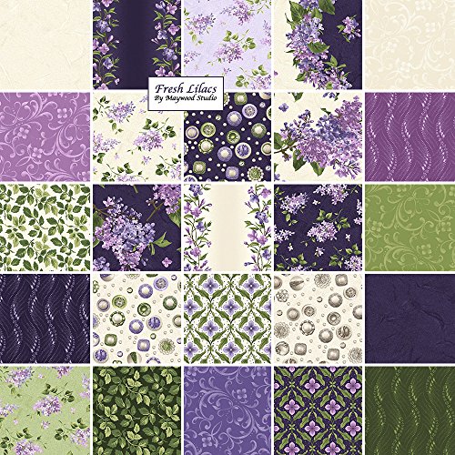 Maywood Studio FRESH LILACS Precut 5inch Charm Pack Cotton Fabric