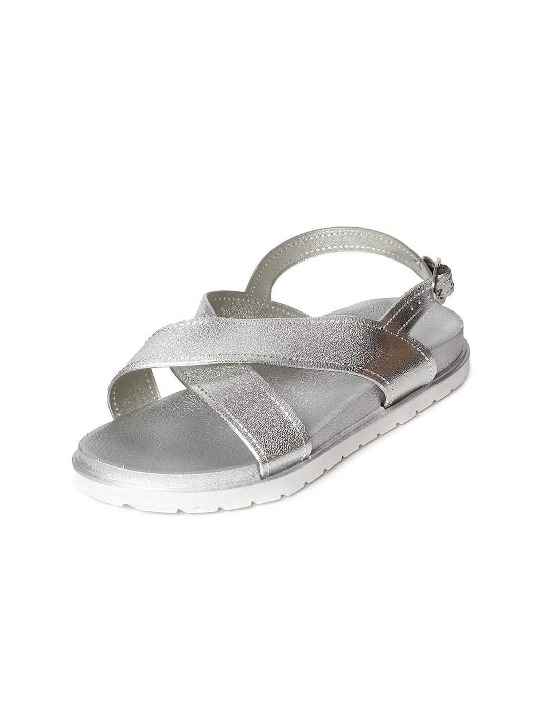 meriggiare women synthetic silver flats 40 eu