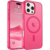 SUPFINE Magnetic for iPhone 16 Pro Max Case (Compatible with MagSafe) (Military Grade Drop Protection) Slim Translucent Matte Shockproof with Anti-Fingerprint Phone Case, Hot Pink