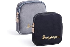 TUCIYKE Sanitary Napkin Storage Bag,2 Pack Owl Sanitary Pad Storage Bag for Women,Ladies 5.1x5.4 inch Period Bags for Teen Girls for School,Office Storage Sanitary Products(Black and Gray)