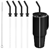 Miracredo 4 PCS Press In Straw fit Hydroflask, Tumbler Accessories for Hydro Flask Tumbler, Straws Replacement for 40 oz tumbler, fit Hydroflask 20/28/32 oz, Black