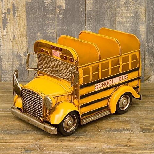 Tin plate made of vintage American school bus CD holder handmade Setagaya-based vintage car goods minicar American goods American goods CD remote storage accessories