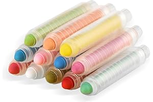 12Pcs Colored Chalk Graffiti Office Dustless Chalk with 12 Pcs Chalk Holder for,Crayons,Blackboard,Drawing,Writing,Sidewalk,T