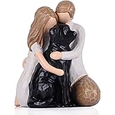 XIYOUQI Couple with Black Lab Angel Figurine – 4.7" Hand-Painted Resin Dog Memorial Statue, Pet Loss Sympathy Gift & Remembrance Keepsake, Black Lab Decor and Dog Angel Figurine for Home