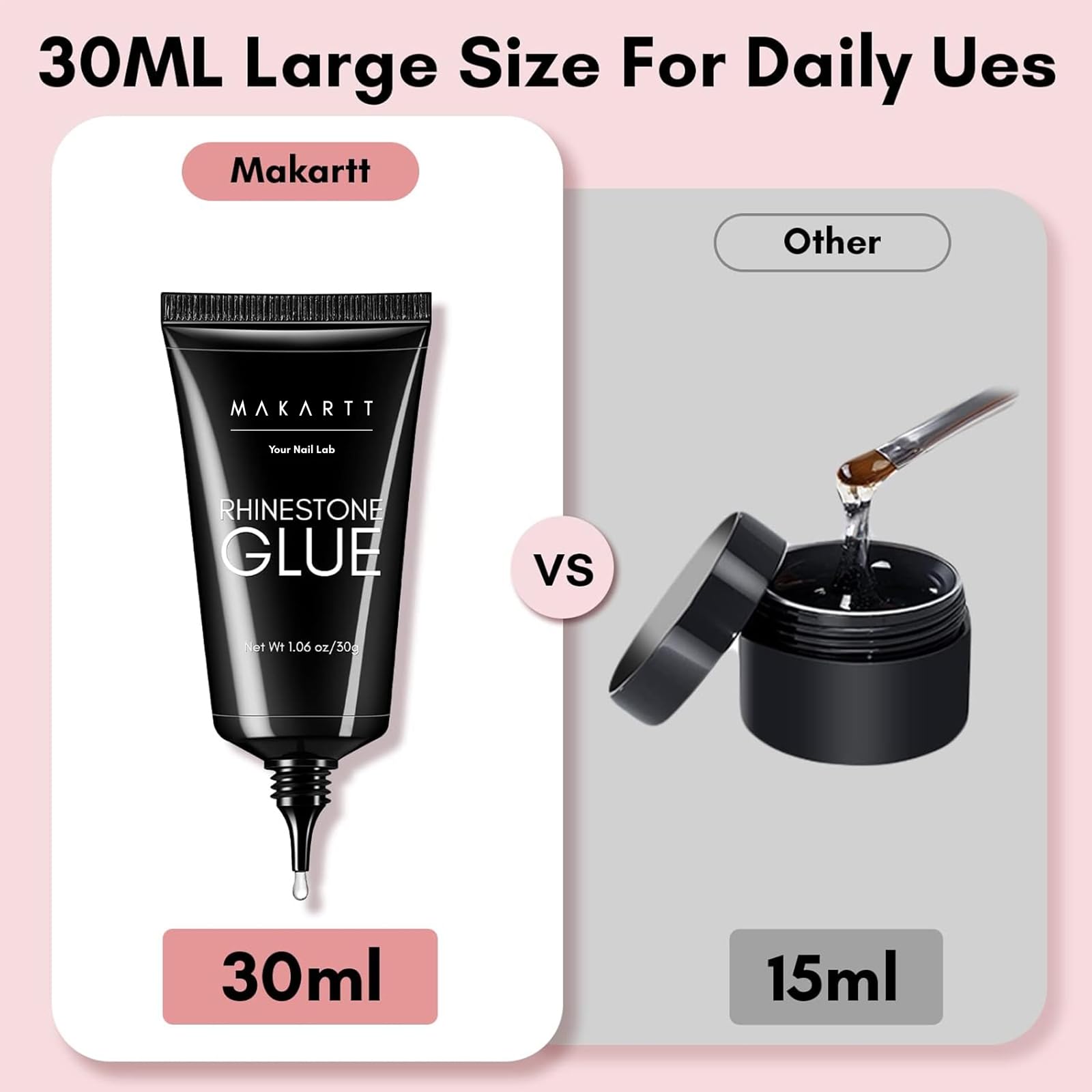 Makartt Nail Rhinestone Glue for Nails: Super Strong Gel Nail Glue for Decorations Nail Charm 3D Nails Bling Gel for Nail Gem Nail Art Jewel Diamonds 30ML Cured Need Beauty