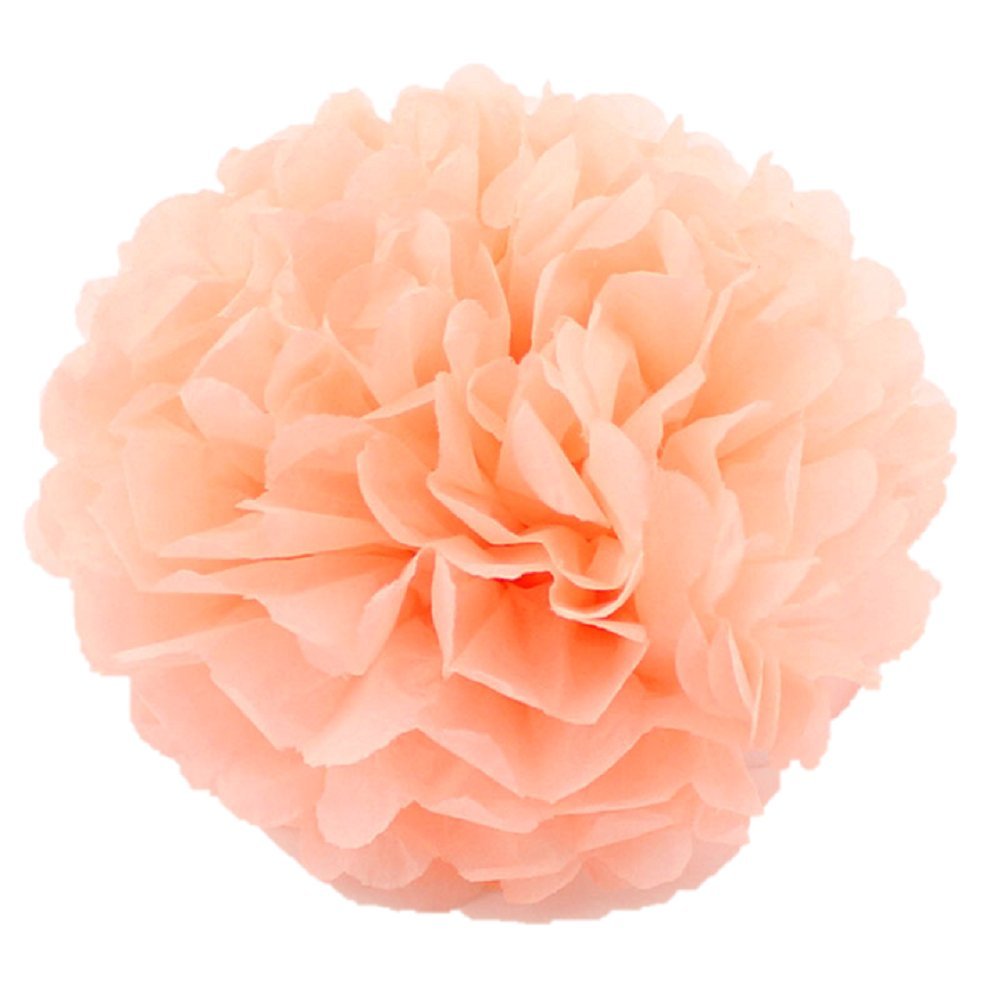 15"/37.5CM Pack of 10 tissue paper pompoms Wedding party decorations over 20 colours to choose pom pom (Peach)