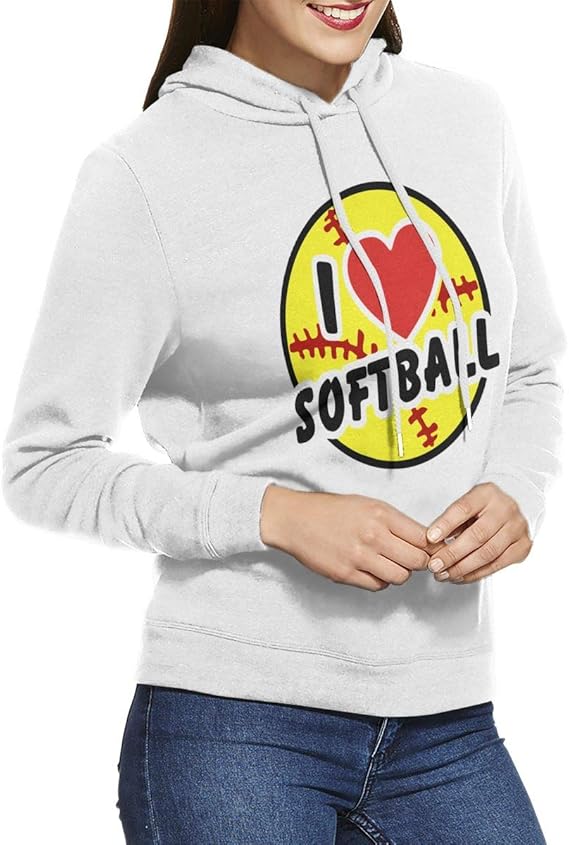 I Love Softball Women's EcoSmart Fleece Hoodie Sweatshirt