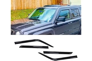 ZZDSNJ Tape-On Window Visors 4-Piece for 2007-2018 Jeep Patriot Sun Rain Guard Shield Shade Smoke 94359