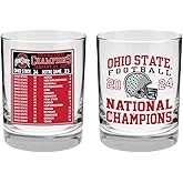 RFSJ Ohio State Buckeyes 2024 NCAA National Champions Rocks & Beverage Glass – Official Logo & Scoreboard – Collector’s Edition – Dishwasher Safe – Set of Two, 14 oz