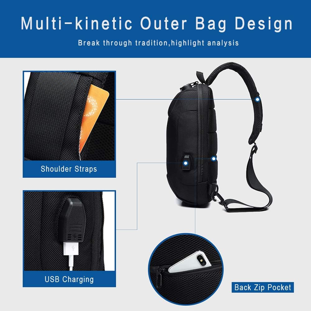  | OZUKO Sling Backpack USB Anti-Theft Men'S Chest Bag Casual Shoulder Bag | Casual Daypacks