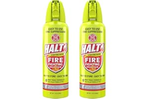 HALT! 10oz Fire Safety Spray – Non-Toxic, PFAS-Free Handheld Fire Suppressor – Easy to Use, Store & Find – Compact & Portable for Home, Kitchen, Car, BBQ, Camping & Tailgate – Made in USA (2pk)