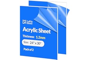 LaVie Home (2-Pack) 24x30 Clear Acrylic Sheet 1.2MM Thick Panel, Plexiglass Sheet, Acrylic Plexiglass Sheet 1.2mm inch Thick for Craft, Picture Frames, Sign Blank, DIY Display Project