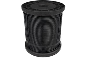FOLUXING 200Ft Black Vinyl Coated Wire Rope,1/16 Inch Coated to 3/32 Inch,304 Stainless Steel for String Lights Hanging,Outdoor Light Guide Wire, DIY Balustrades Clothesline