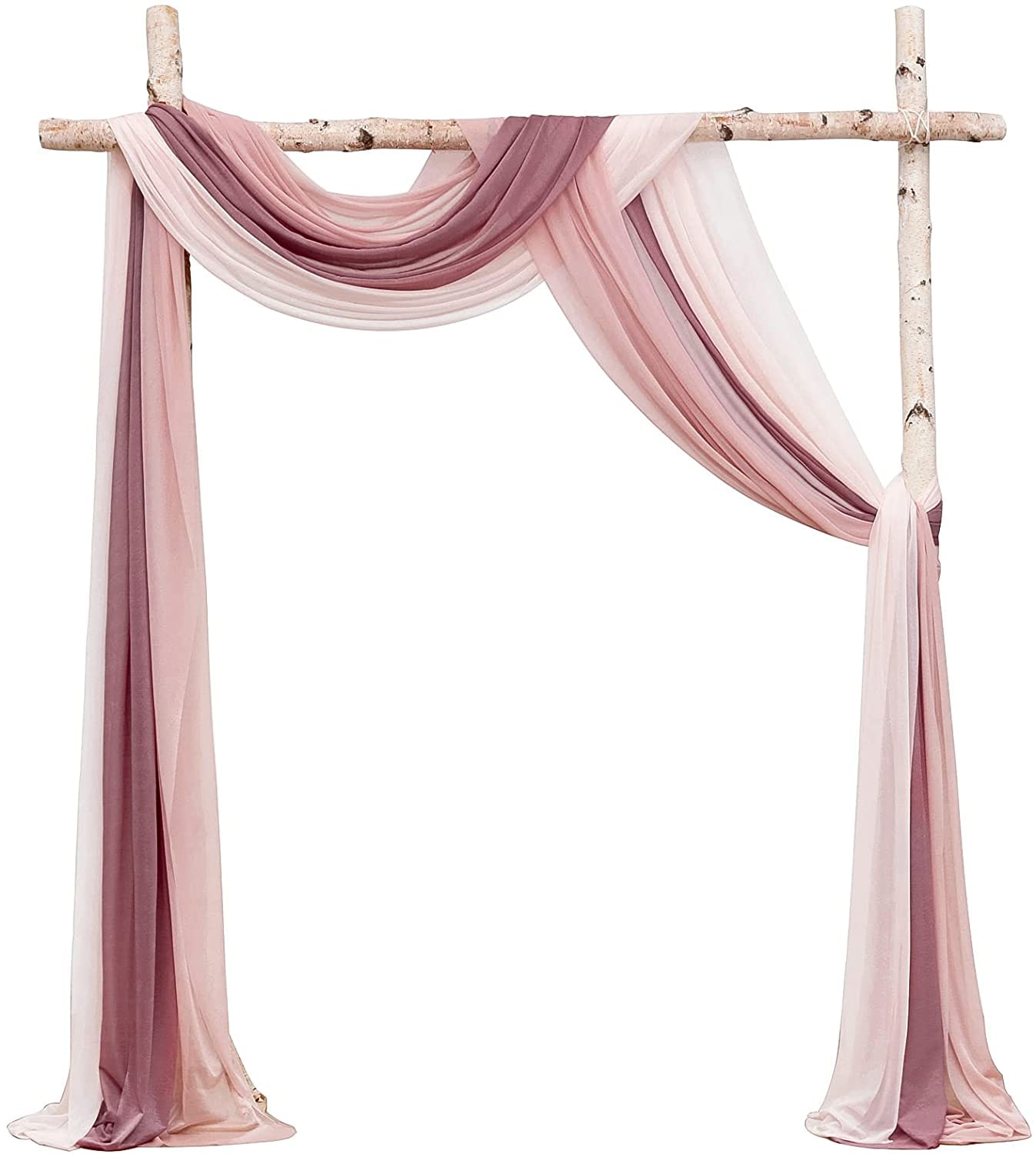 Dloapesy Wedding Party Reception Arch Draping Fabric 3 Panels 30" x 20Ft Chiffon Fabric Drapery Wedding Ceremony Reception Swag Decorations (3, Dusty Rose +Mauve +Blush) — image 1