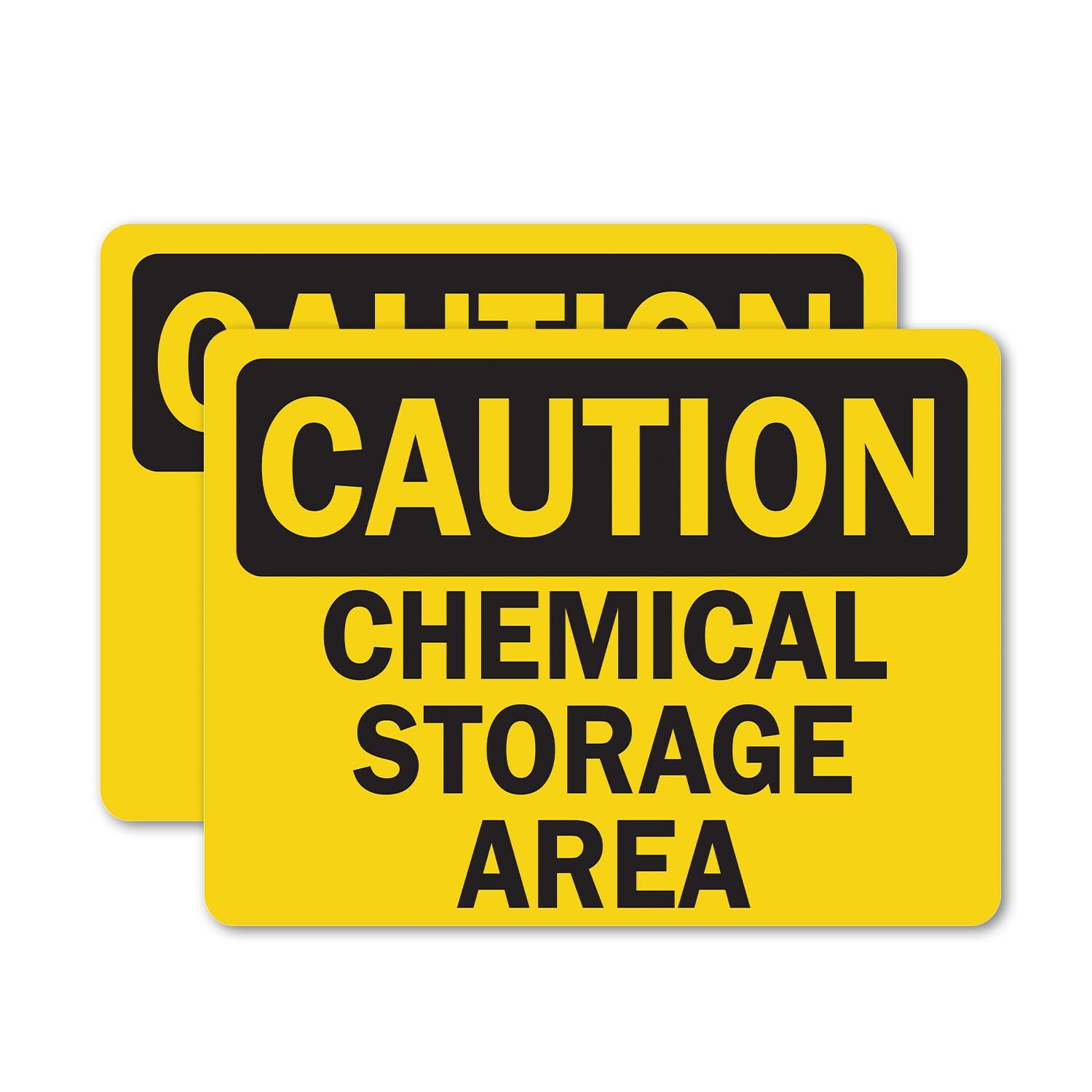 Photo 1 of (2 Pack) Chemical Storage OSHA Caution Sign 5 Inch X 3.5 Inch Vinyl Label Decal Sticker Weather Resistant, UV Protected for Workplace, Business, and Construction Site, Made in the USA