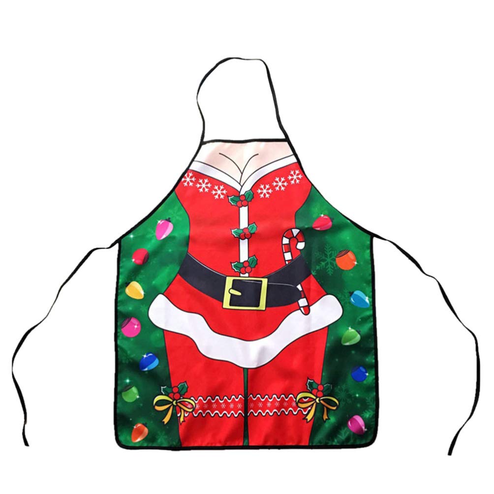 LIOOBO Novelty Christmas Aprons for Women - Men Christmas Kitchen Apron s Cooking Red Santa Naughty Baking for Xmas Party