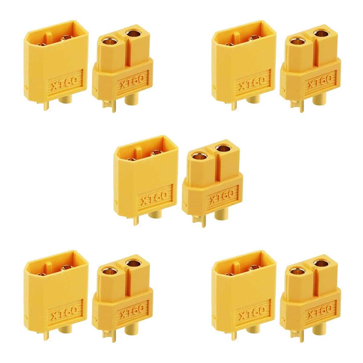 ieron 5 Pairs XT60 Battery Connectors,XT-60 Male Female Bullet Connectors Power Connector for Lipo Battery RC Planes Cars (5 Female +5 Male)