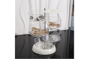 5-Layers Rotating Small Jewelry Boxes, Travel Jewelry Box Tray Case with Lid for Earrings Hair Accessories & Beauty Supplies 
