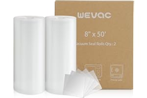 Wevac Vacuum Sealer Bags 8x50 Rolls 2 pack for Food Saver, Seal a Meal, Weston. Commercial Grade, BPA Free, Heavy Duty, Great for vac storage, Meal Prep or Sous Vide