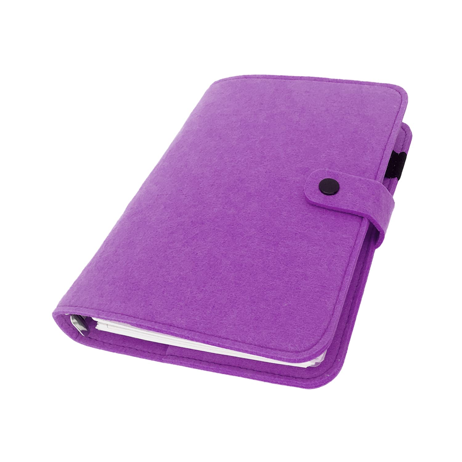 A6/ A5 6-Holes Felt Cover Round Ring View Binder File Folder for Loose Leaf Sheet Protectors/Binder Cover Protector, Light Violet, A5 Combo