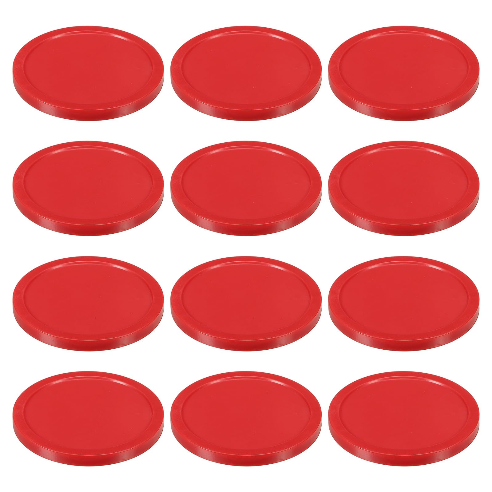 PATIKIL Air Hockey Pucks 3.2 Inch, 12Pcs Air Hockey Heavy Replacement Pucks for Game Tables Equipment Accessories, Red