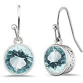 Teppdfann Silver Birthstone Dangle Earrings for Women Hypoallergenic Aquamarine Green Drop Earrings Birthstone Jewelry for Gift
