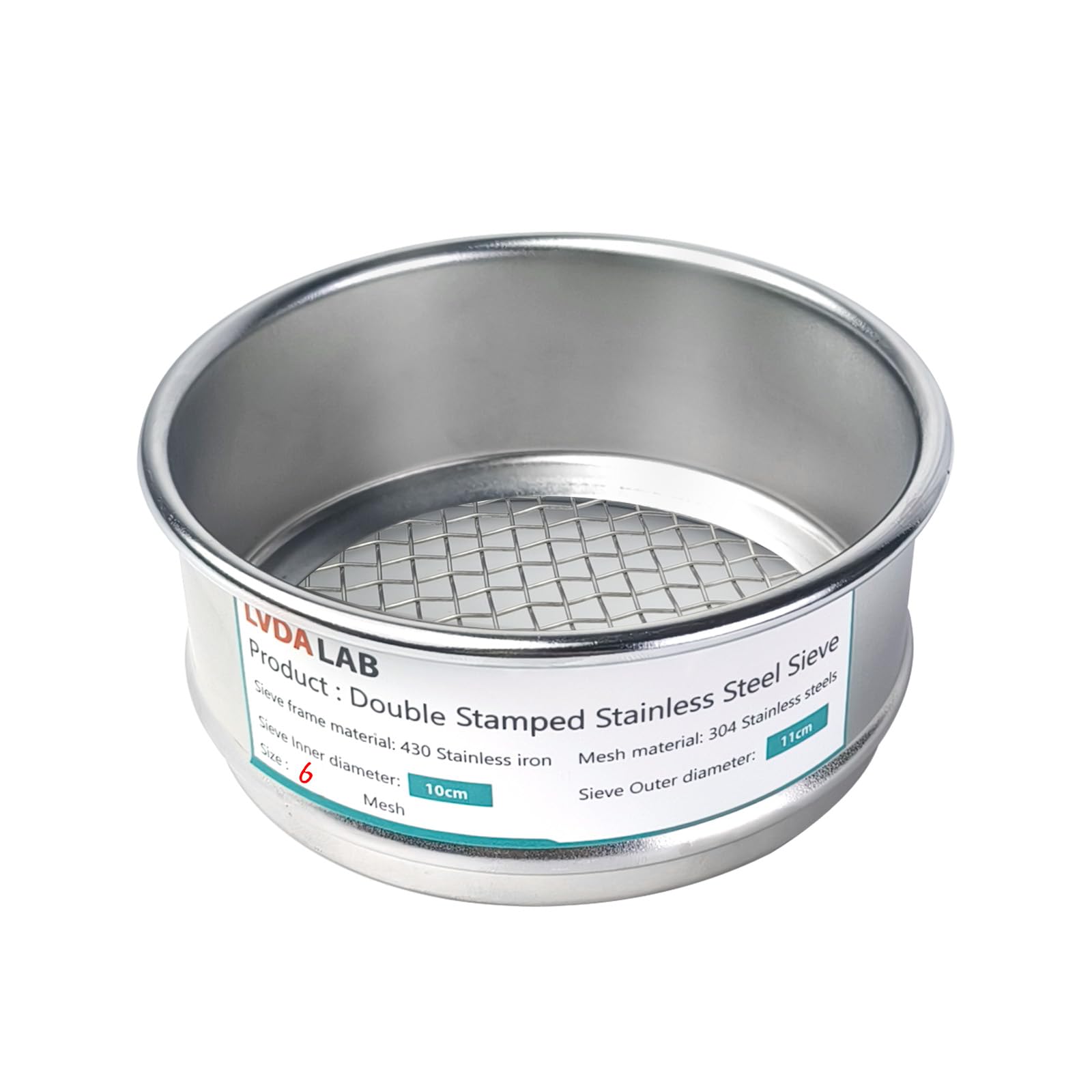 Photo 1 of LVDALAB 304 Stainless Steel Mesh Lab Sieve, 6 Mesh(3.5mm) Aperture Test Sieve, 4inch(10cm) Economy Standard Analysis Sample Test Sieves for Industrial Laboratory Homes