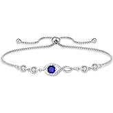 Blaniy Infinity Bracelets for Women 925 Sterling Silver Adjustable Link Bracelet Birthstone Jewelry Gifts for Her
