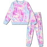 QPANCY Girls Pjs Set Two Piece Fleece Pajamas kids Fall Winter Long Sleeve pajamas Loungewear