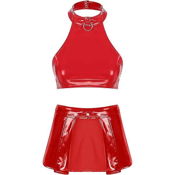 Amazon.com: Rswnyirn Women's PVC Leather 2 Piece Outfits