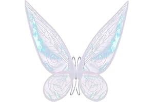 ZEXILILA Adult Fairy Wings, Shiny Transparent Princess Wings, Angel Wings Sutable for Halloween Costume Dress Up White